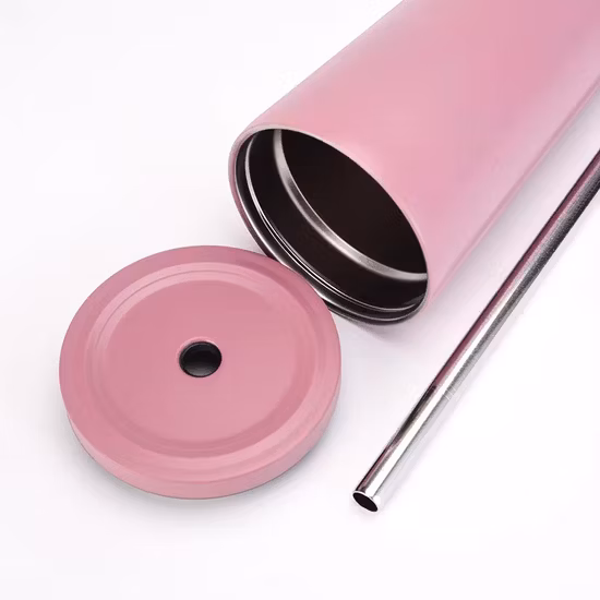 Personalizado 17 oz 24 oz 700 ml Recubierto de goma Bebida de acero inoxidable Café Taza de viaje Taza de café Vaso de pared doble con aislamiento al vacío con pajita y logotipo